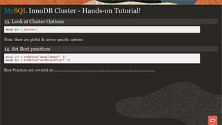 Replica Set Mysql MySQL InnoDB Cluster / ReplicaSet - Tutorial | PDF