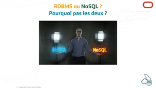 RDBMS ou NoSQL ?
Pourquoi pas les deux ?
Copyright @ 2022 Oracle and/or its affiliates.
11
 