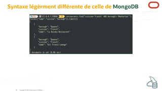 Syntaxe légèrment di érente de celle de MongoDB
Copyright @ 2022 Oracle and/or its affiliates.
30
 