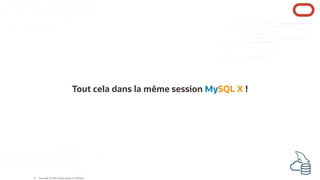 Tout cela dans la même session MySQL X !
Copyright @ 2022 Oracle and/or its affiliates.
51
 