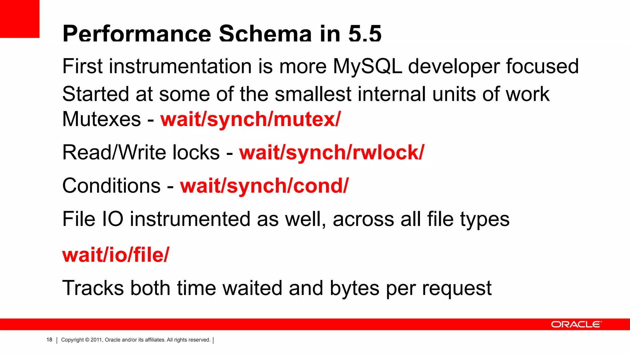 SHOW TABLES; Not so great for scripting or tooling, i.e: SHOW ENGINE INNODB STATUS parsing hurts 