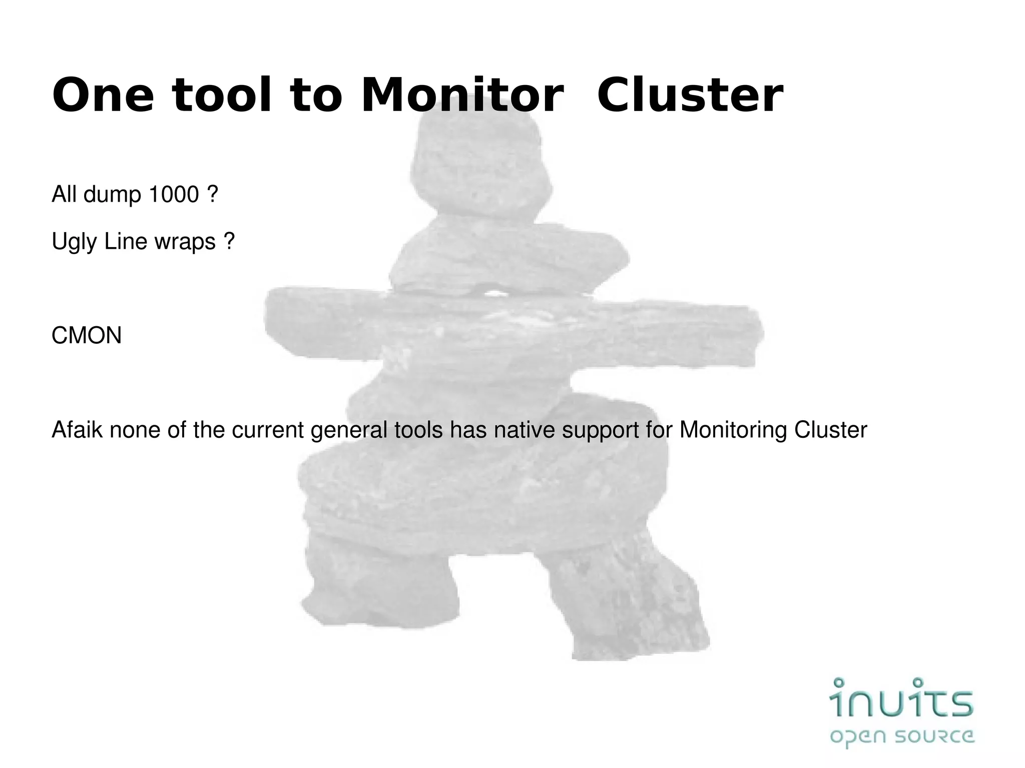 with Open Source tools  In This Talk Not in This Talk In depth Monitoring MySQL Cluster 
