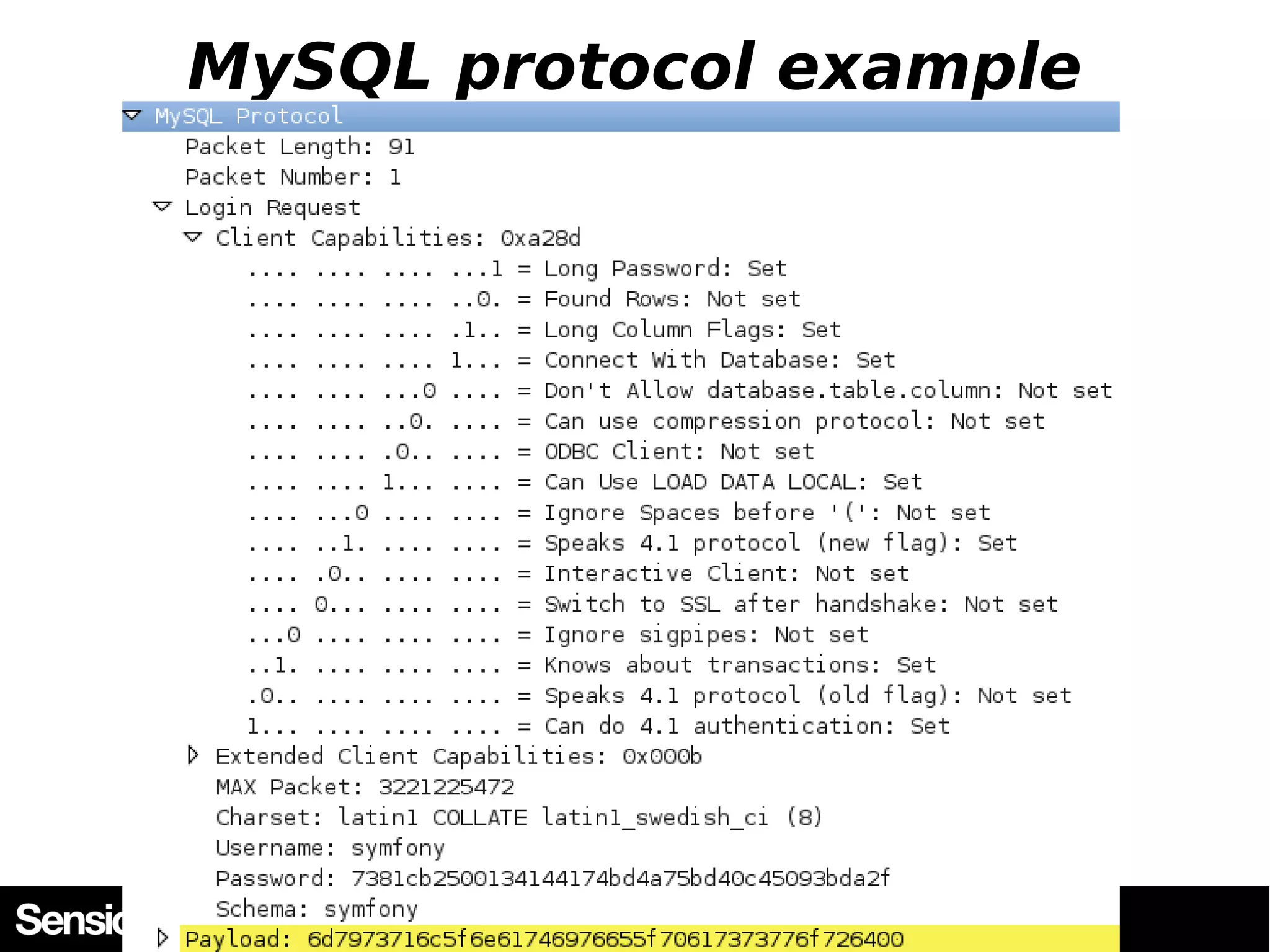 MySQL protocol example 