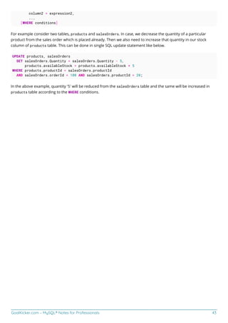 MySQL notes for professionals | PDF