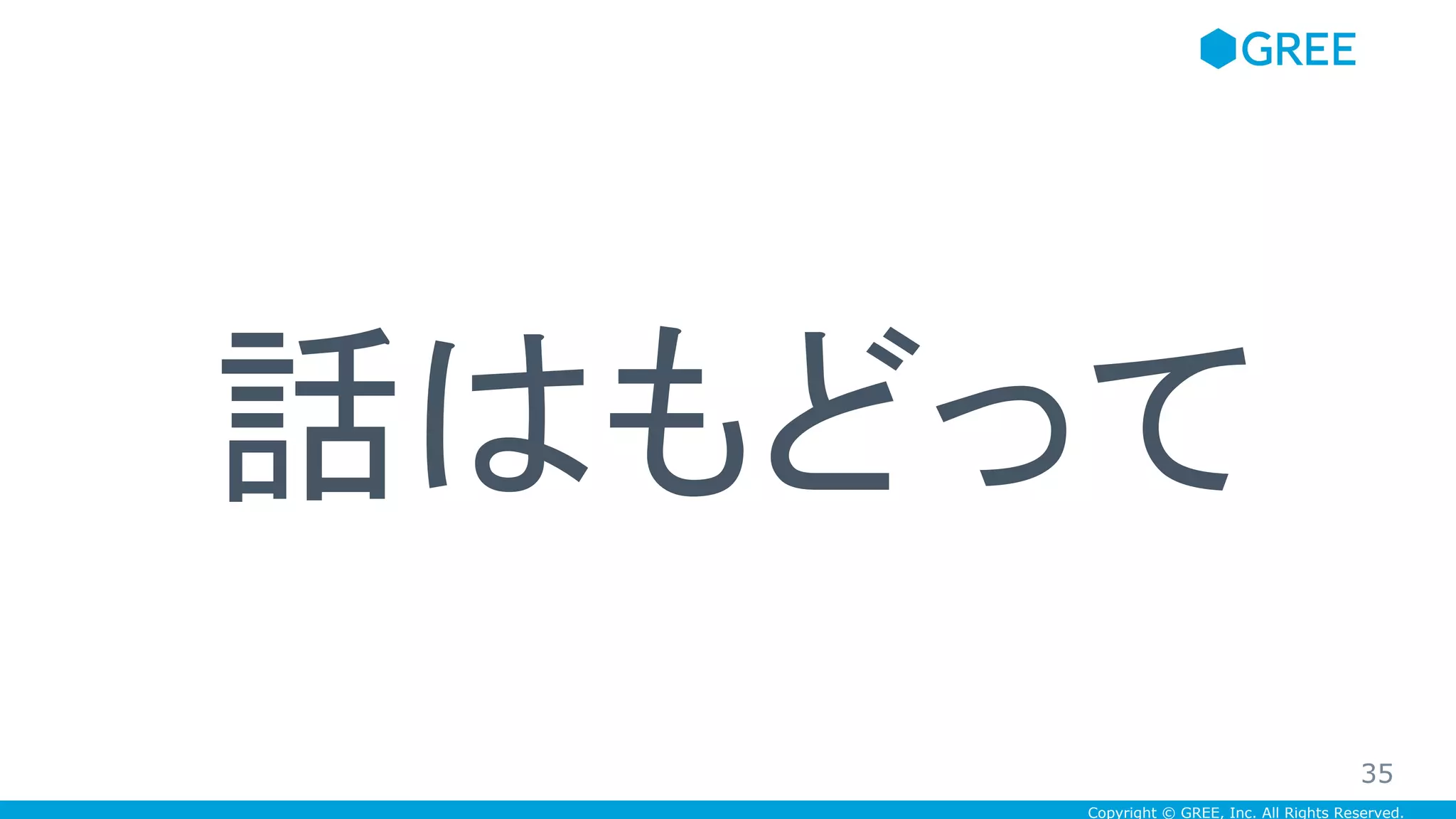 Copyright © GREE, Inc. All Rights Reserved.
話はもどって
35
 
