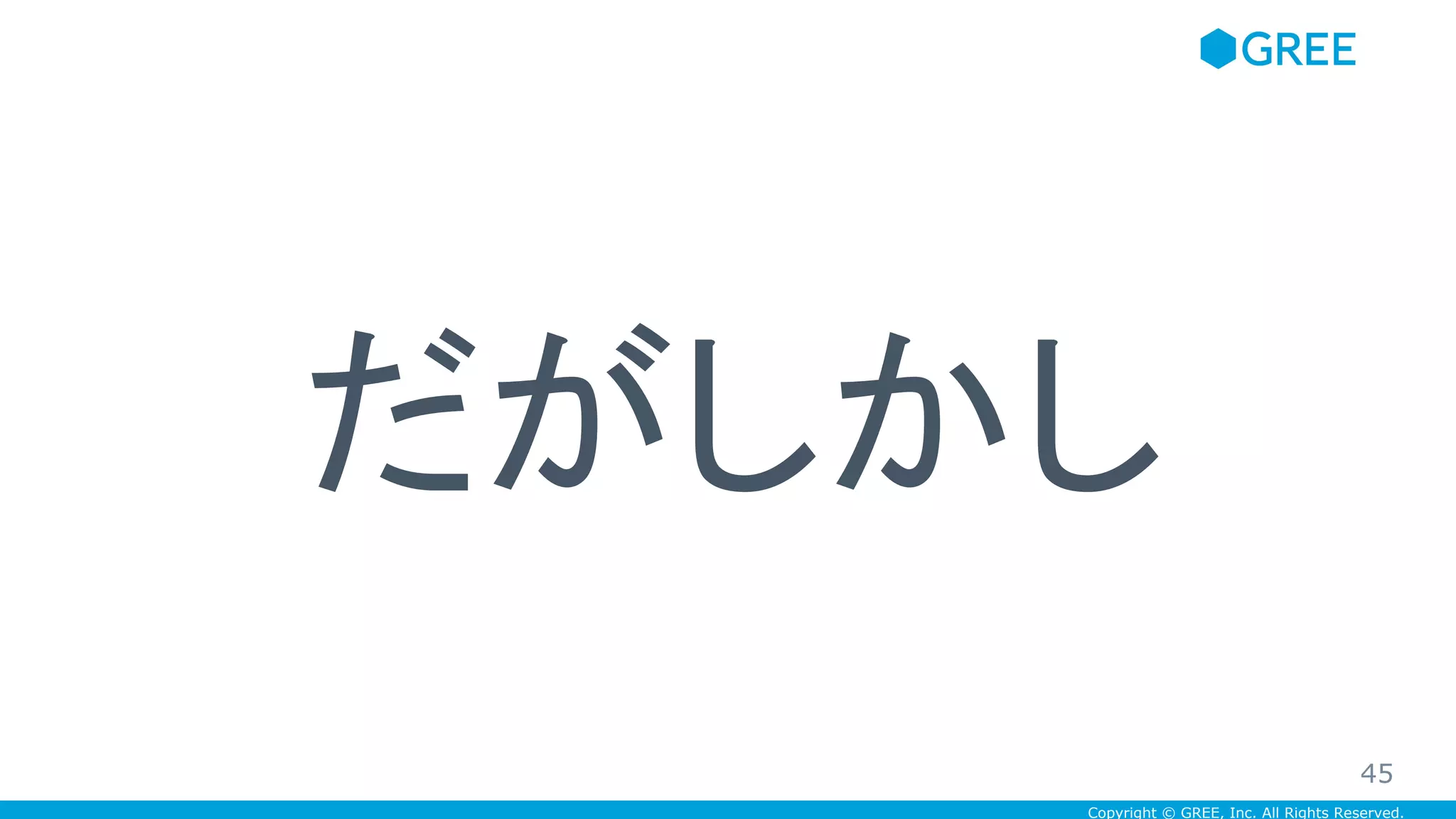 Copyright © GREE, Inc. All Rights Reserved.
だがしかし
45
 