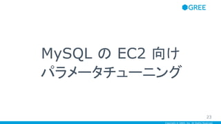 Copyright © GREE, Inc. All Rights Reserved.
MySQL の EC2 向け
パラメータチューニング
23
 