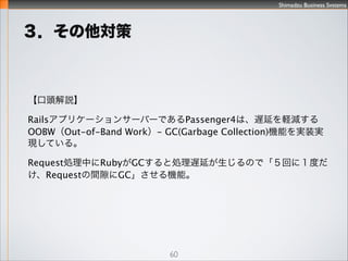 Shimadzu Business Systems

?Ruby2.0.01.9.3
?Passenger4 OOBW-GC Уo
?(ο)Redmine Щ`gα^
60
 