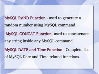 SIGN:   The SIGN function takes in a numeric expression and returns the following values based on the sign of the input number: Return Value   Meaning − 1 Input number is negative   0 Input number is zero   1 Input number is positive Null Input number is null 