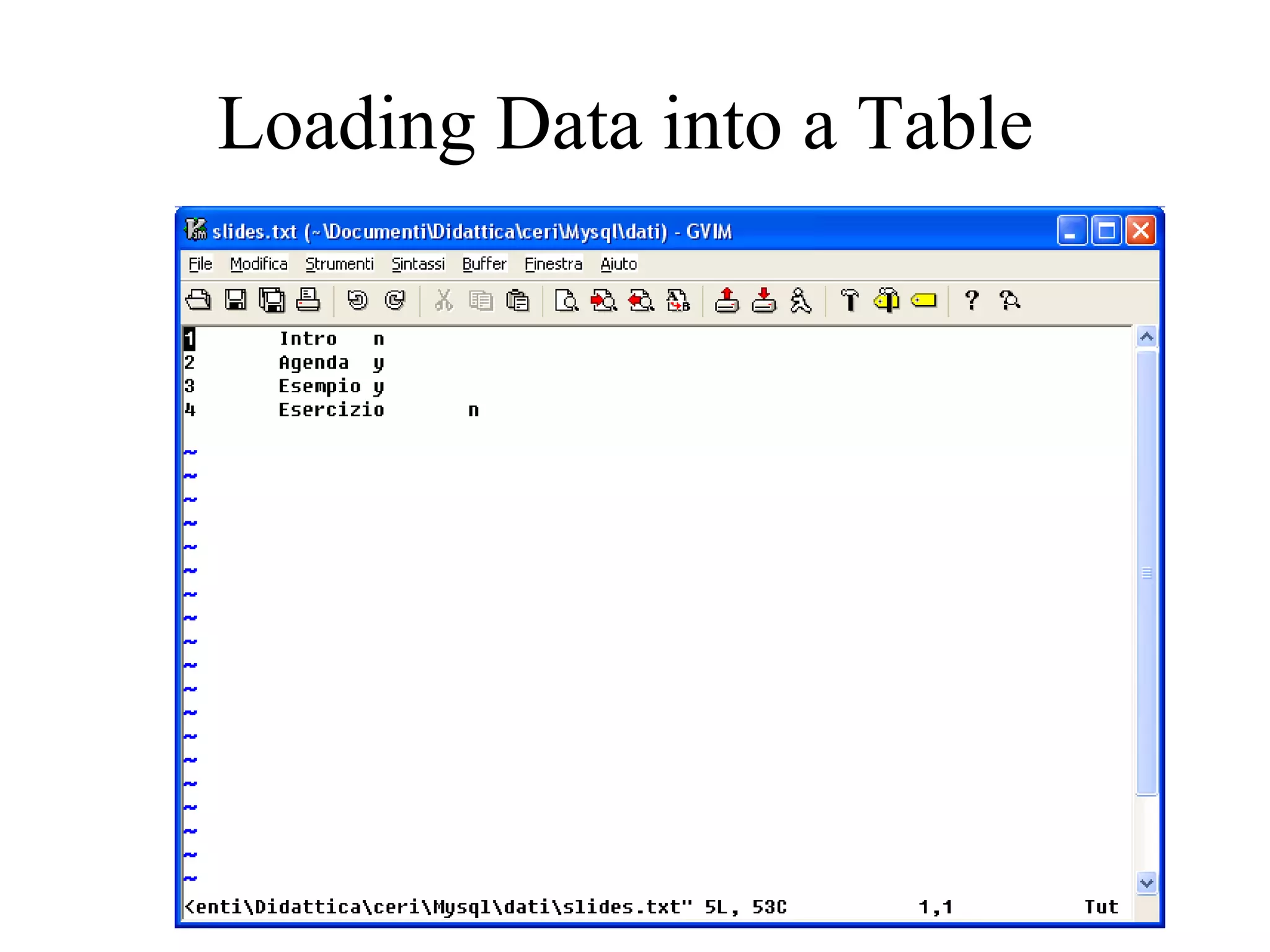 Loading Data into a Table  