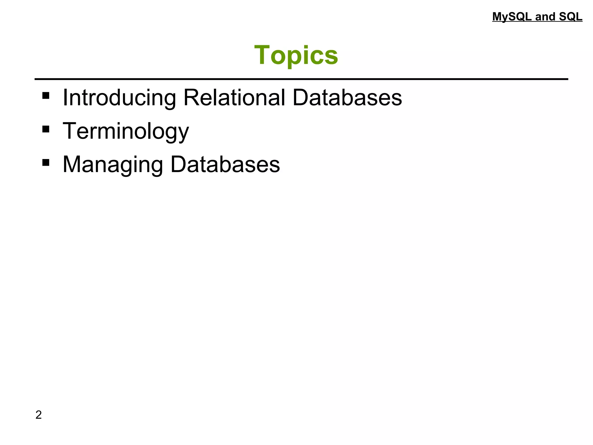 MYSQL.ppt | Databases | Computer Software and Applications