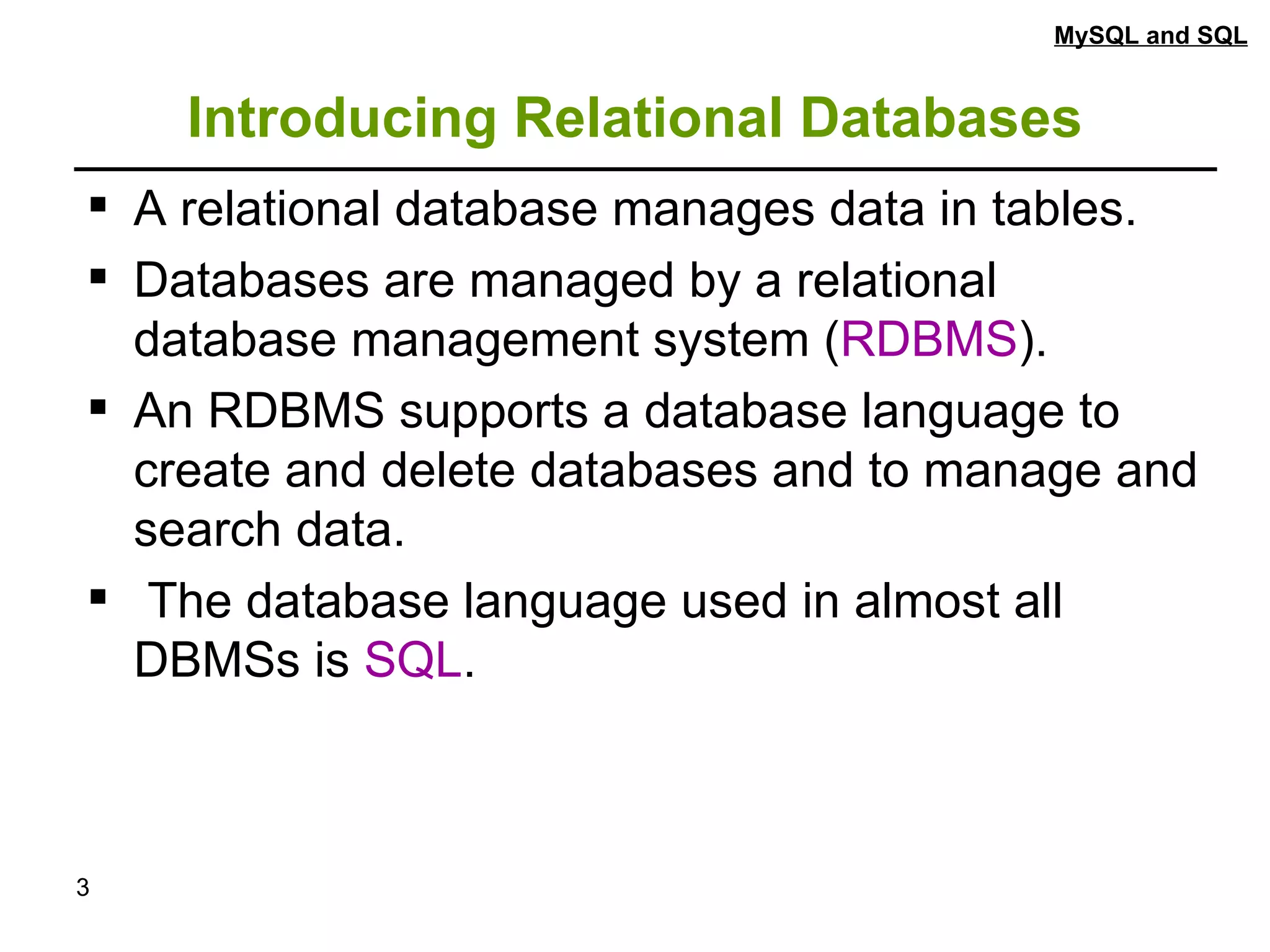 MYSQL.ppt | Databases | Computer Software and Applications