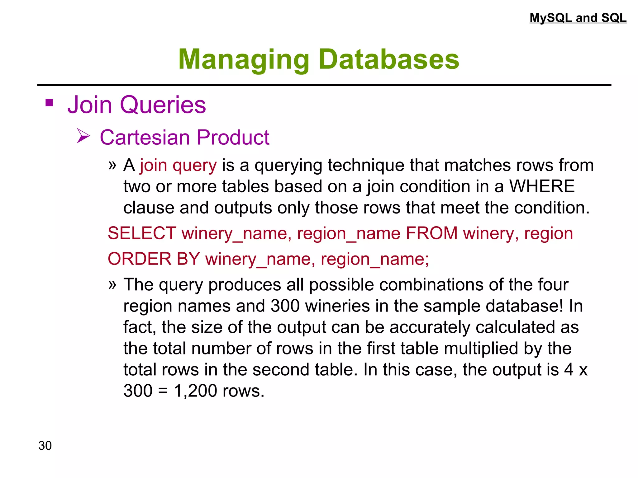 MYSQL.ppt | Databases | Computer Software and Applications