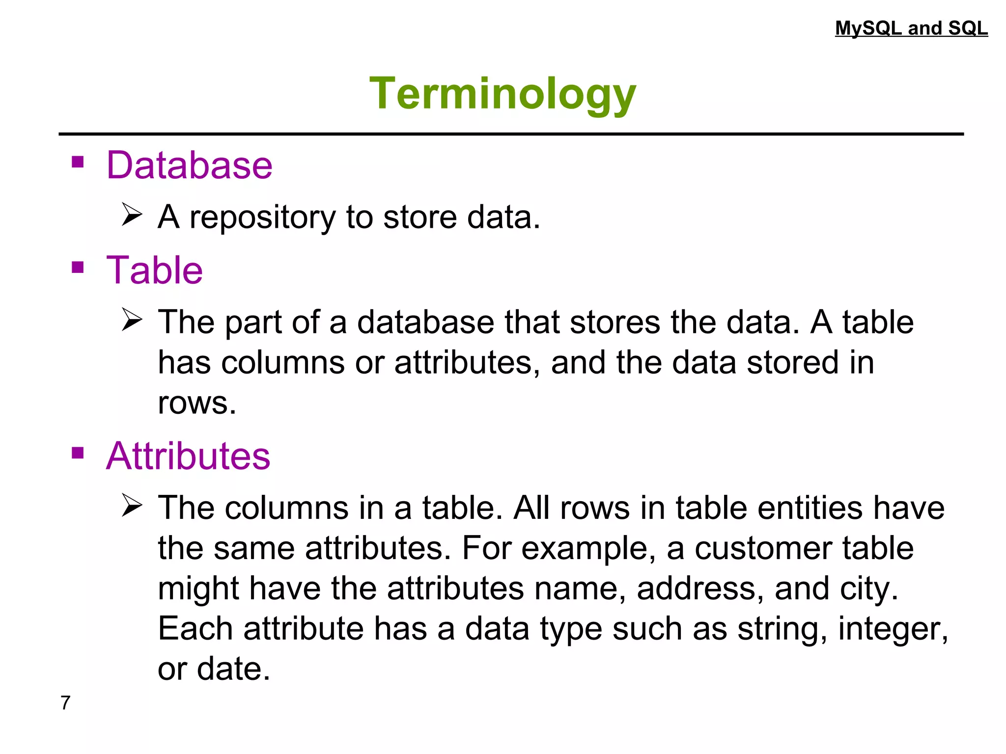 MYSQL.ppt | Databases | Computer Software and Applications