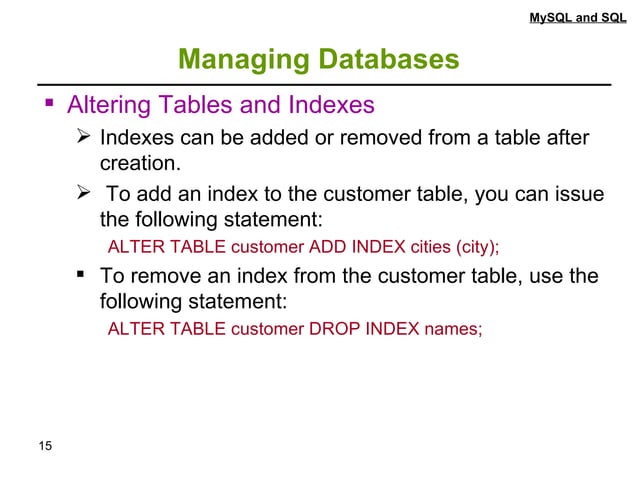 MYSQL.ppt | Databases | Computer Software and Applications