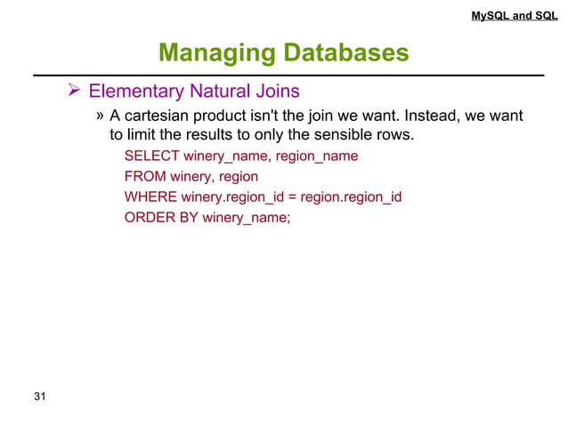 MYSQL.ppt | Databases | Computer Software and Applications