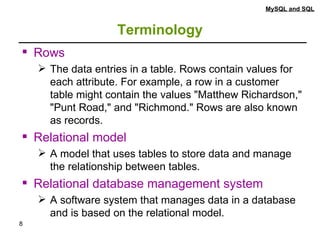 Sql Rows And Columns Term MYSQL.ppt