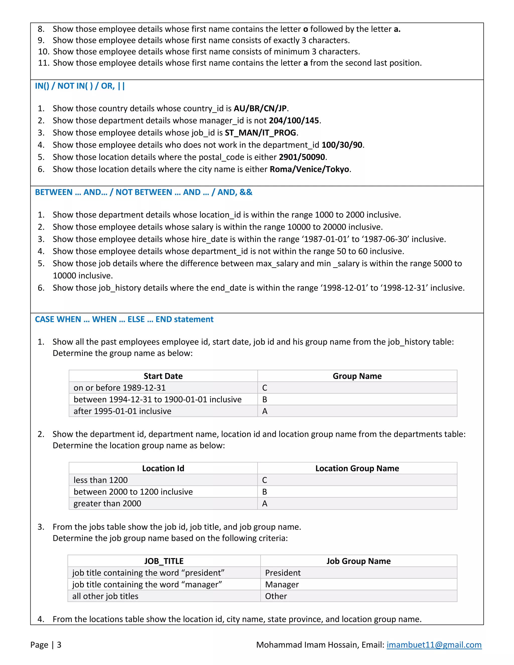 Dbms 5 mysql practice list hr schema pdf