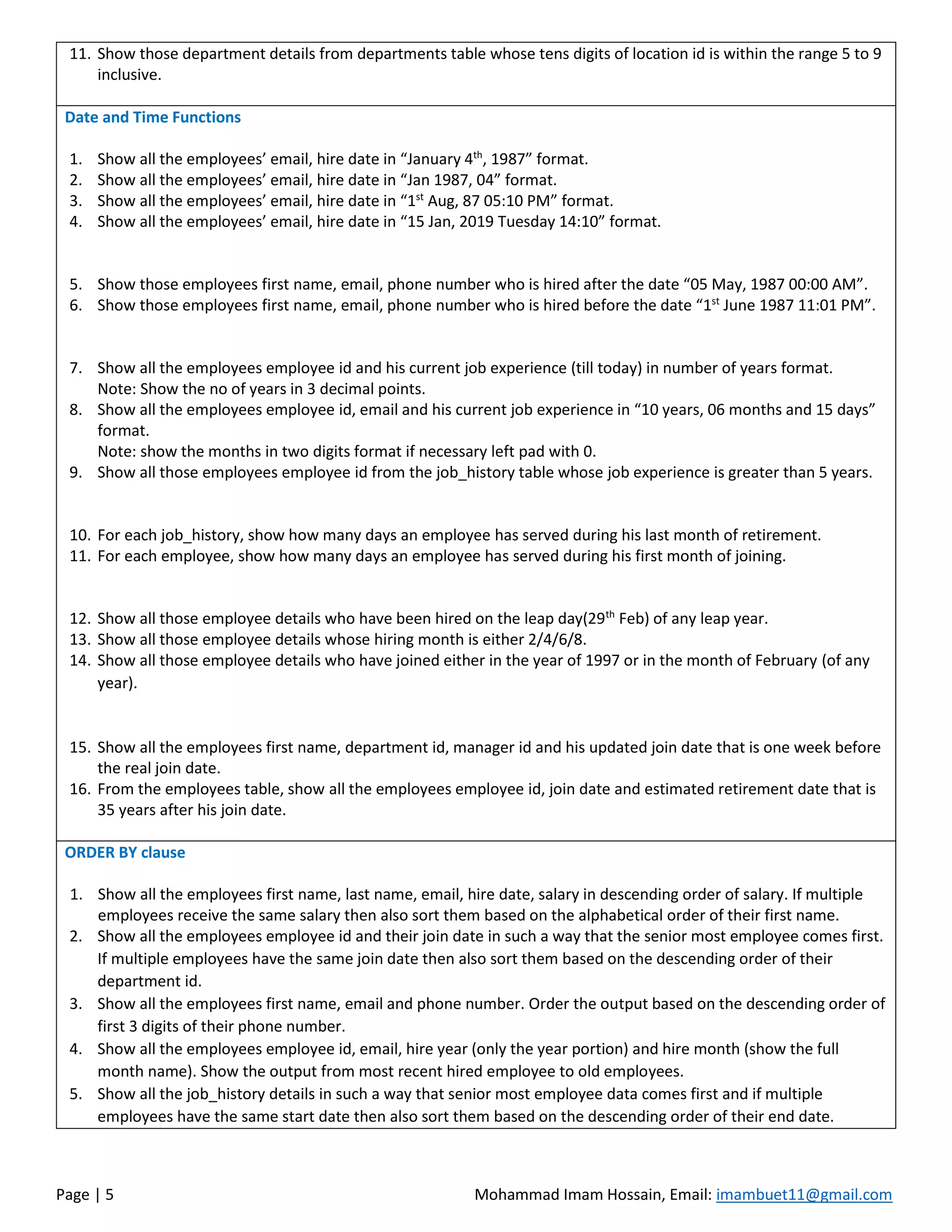 Dbms 5 mysql practice list hr schema pdf