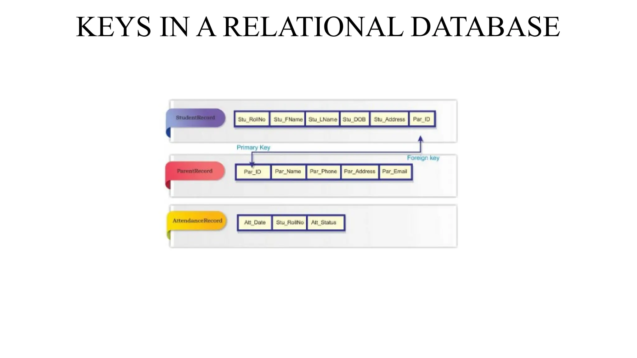 KEYS IN A RELATIONAL DATABASE
 