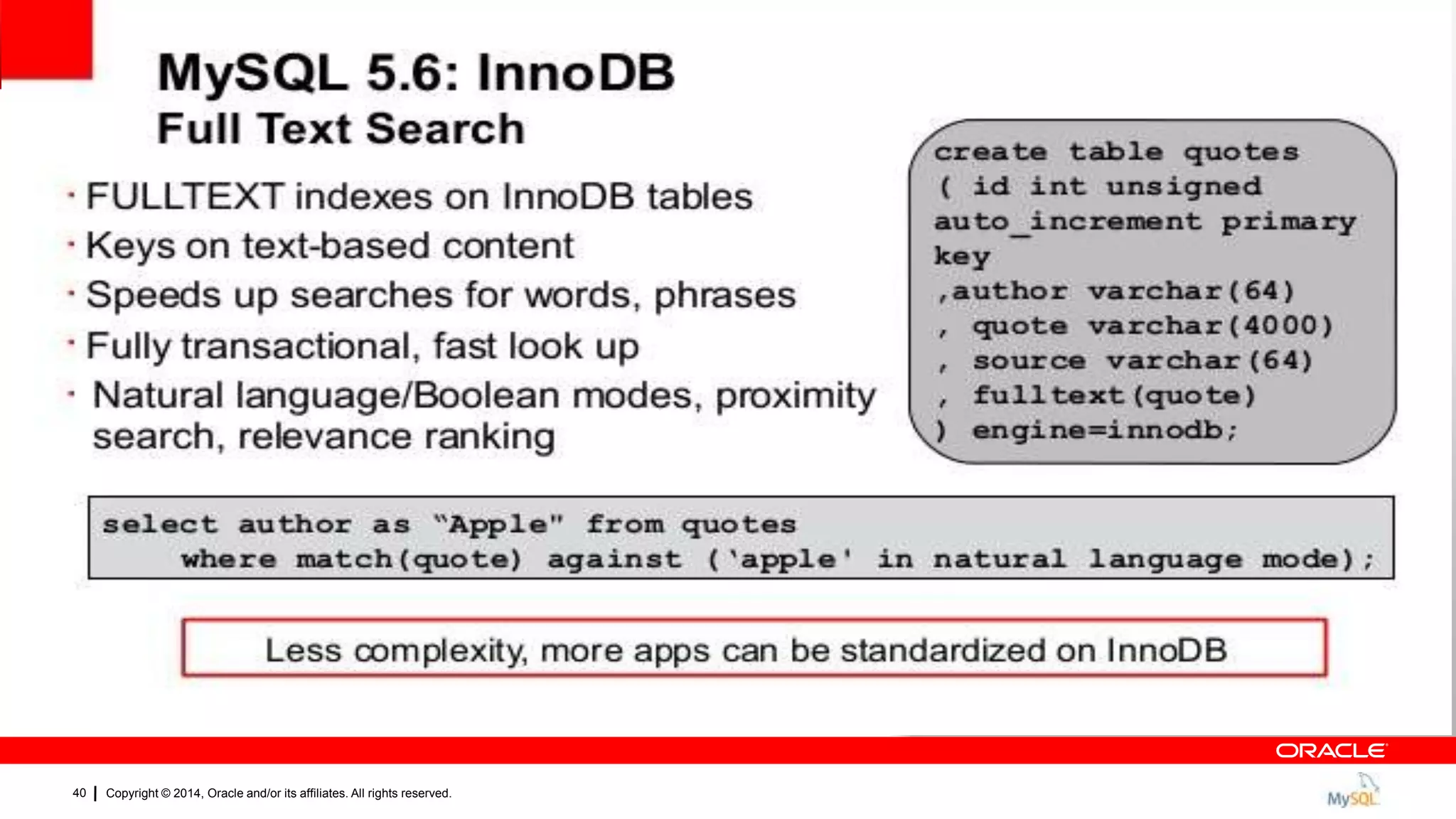 Copyright © 2014, Oracle and/or its affiliates. All rights reserved.40
 