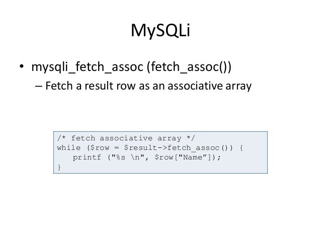Mysqli_fetch_assoc