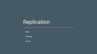 Replication
Past
Present
Future
4
 