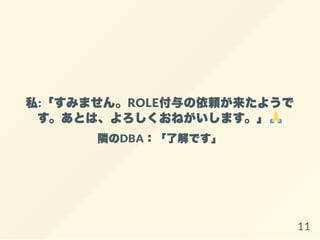 ˽:ߤޤROLEm褦
Ȥϡͤޤ
ODBA˽Ǥ
11
 