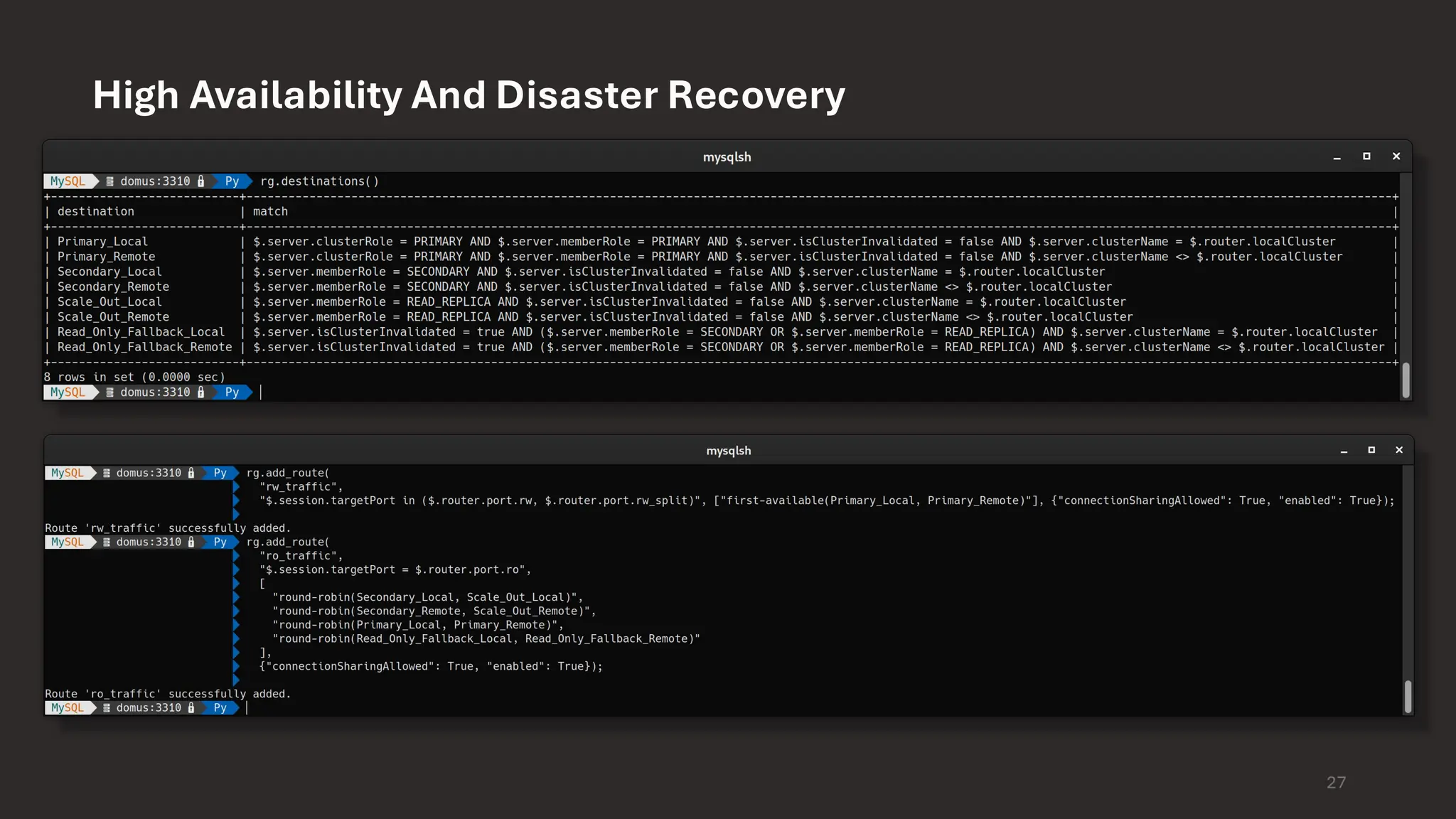 High Availability And Disaster Recovery 27 
