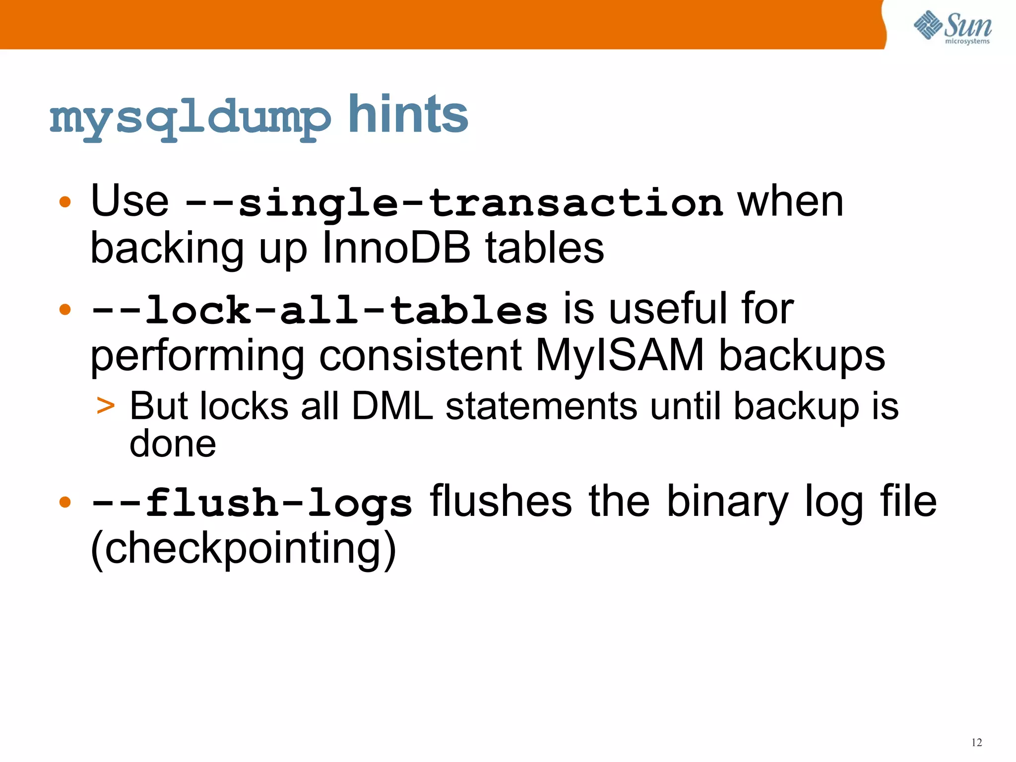 MySQL Server Backup, Restoration, and Disaster Recovery Planning