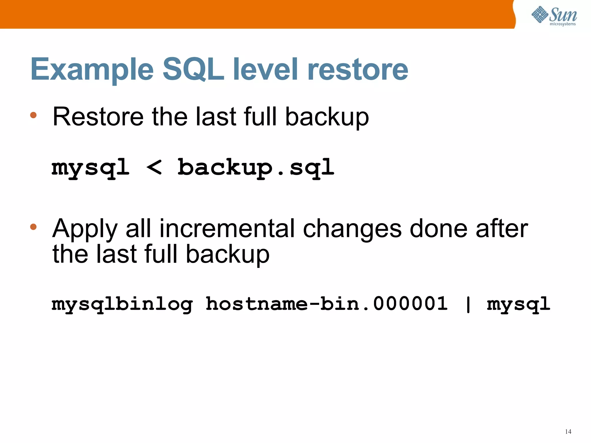 MySQL Server Backup, Restoration, and Disaster Recovery Planning