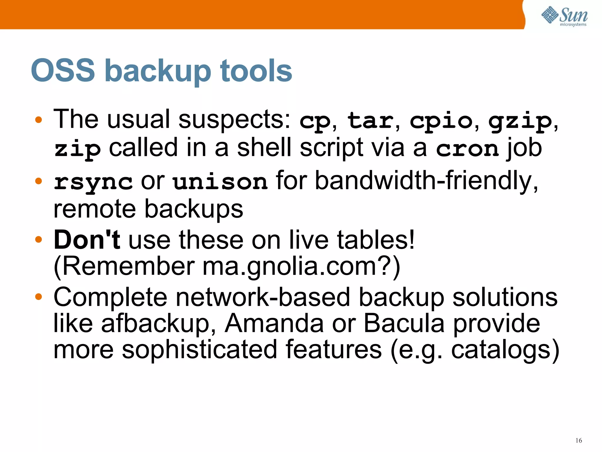 MySQL Server Backup, Restoration, and Disaster Recovery Planning