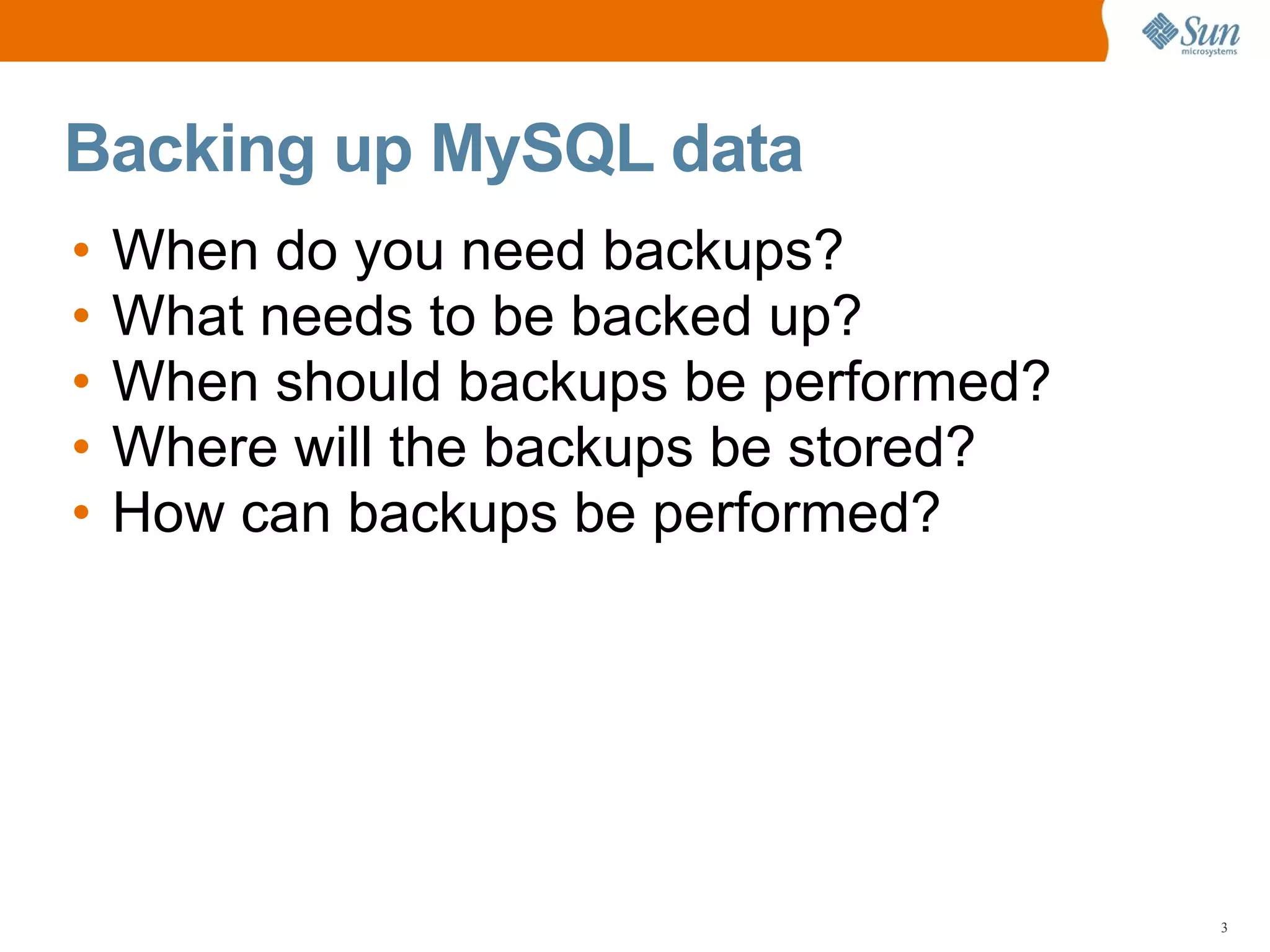 MySQL Server Backup, Restoration, and Disaster Recovery Planning