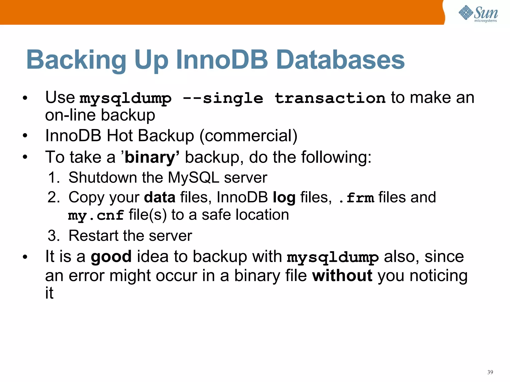 MySQL Server Backup, Restoration, and Disaster Recovery Planning