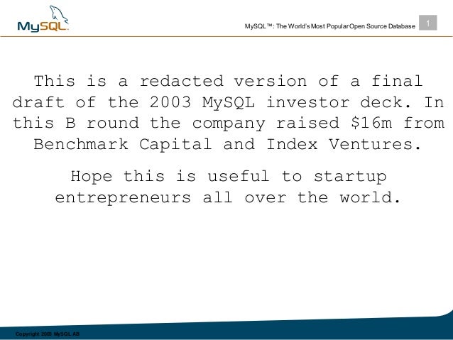 Mysql 1 8m Vc Investment Turned Into 1b Mysql S Initial