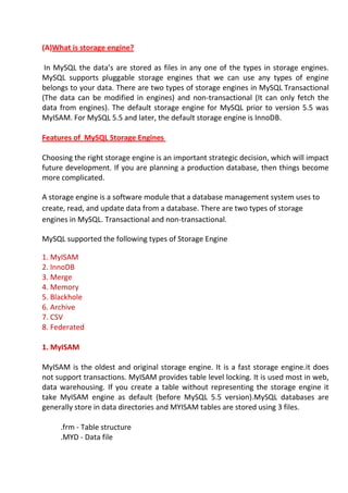 My sql storage engines | DOCX
