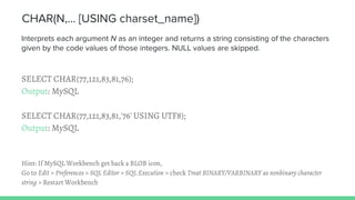 Using The Character Functions Mysql MySQL 5.7 String Functions | PPTX