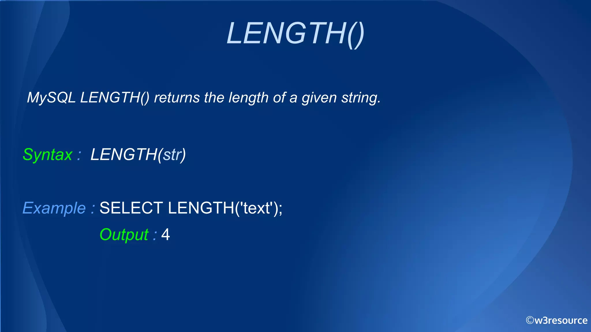 MySQL String Functions.pptx | Programming Languages | Computing