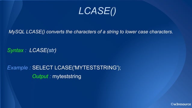 MySQL String Functions.pptx | Programming Languages | Computing