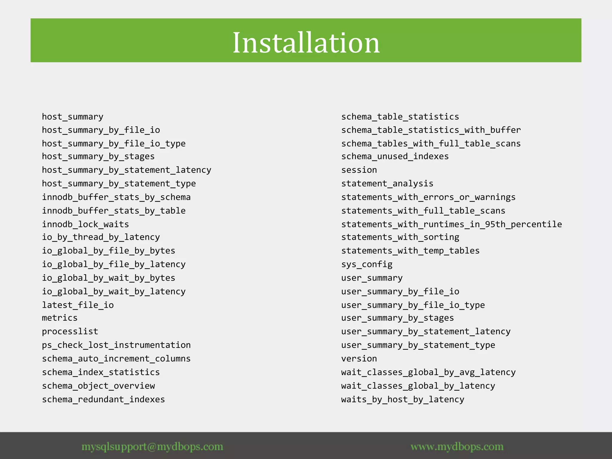 Mysql Sys