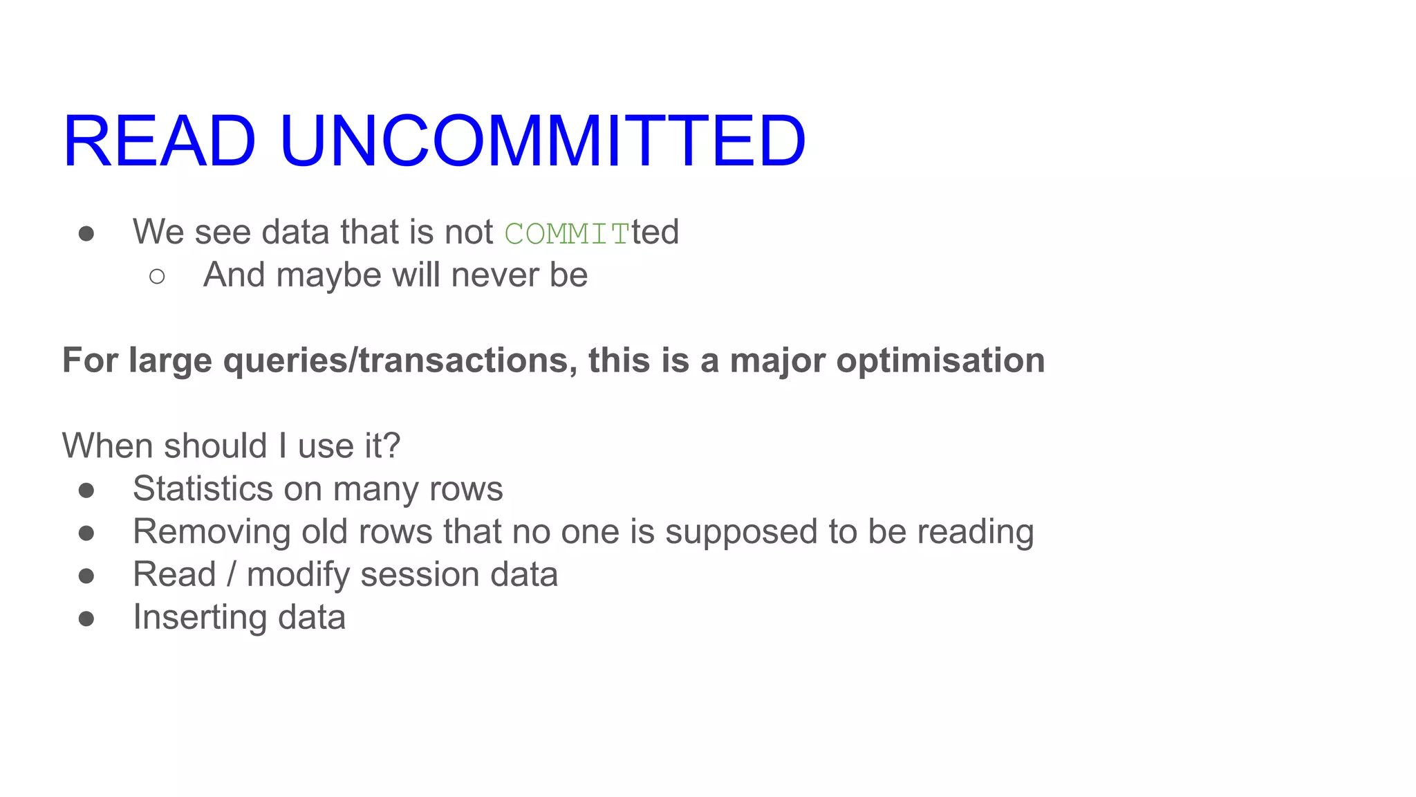 Mysql transaction isolation levels lightning talk ppt