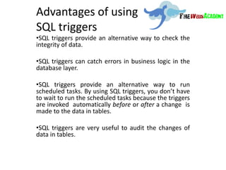 MySql Triggers Tutorial - The Webs Academy | PPTX | Databases ...