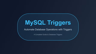 Example Of Trigger in MySQL for Audit Log and Soft Delete | PPTX