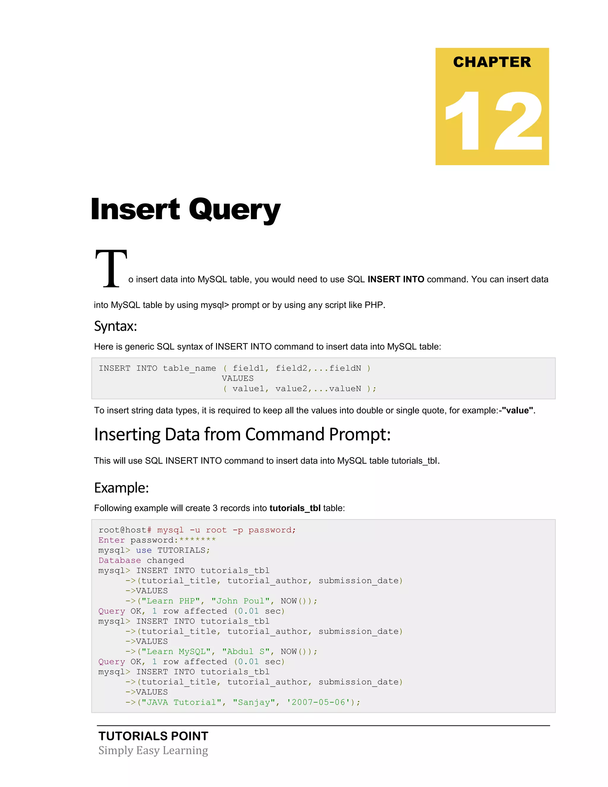 Mysql tutorial | PDF