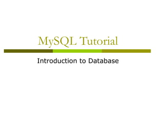 Introduction To Mysql mysql_tutorial.ppt Mysql introduction template | PPT