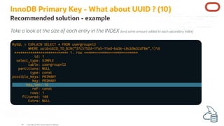 InnoDB Primary Key - What about UUID ? (10)
Recommended solution - example
Take a look at the size of each entry in the IN...