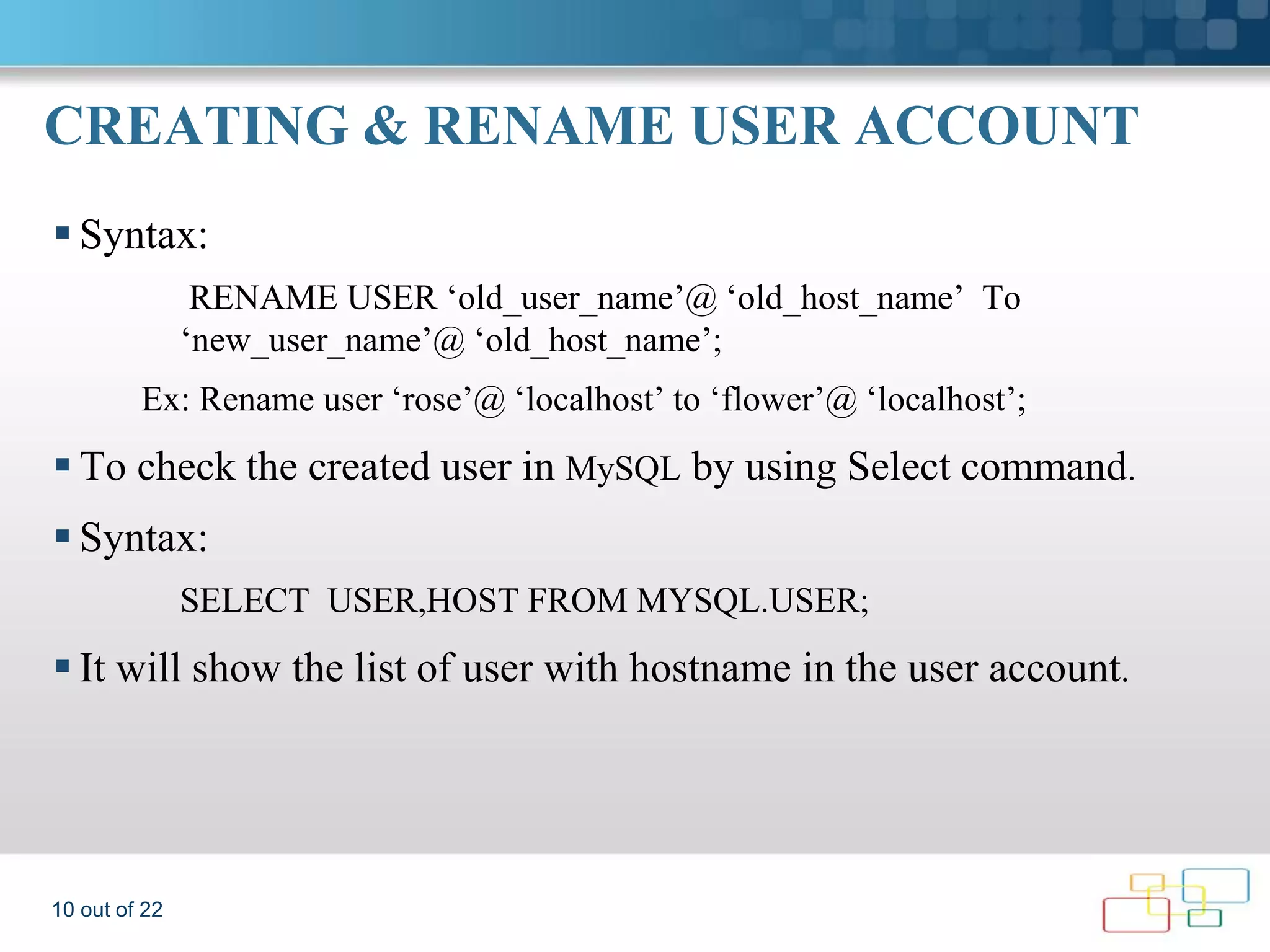 MySQL USER MANAGEMENT,ROUTINES & TRIGGERS. | PDF | Gardening | Home ...