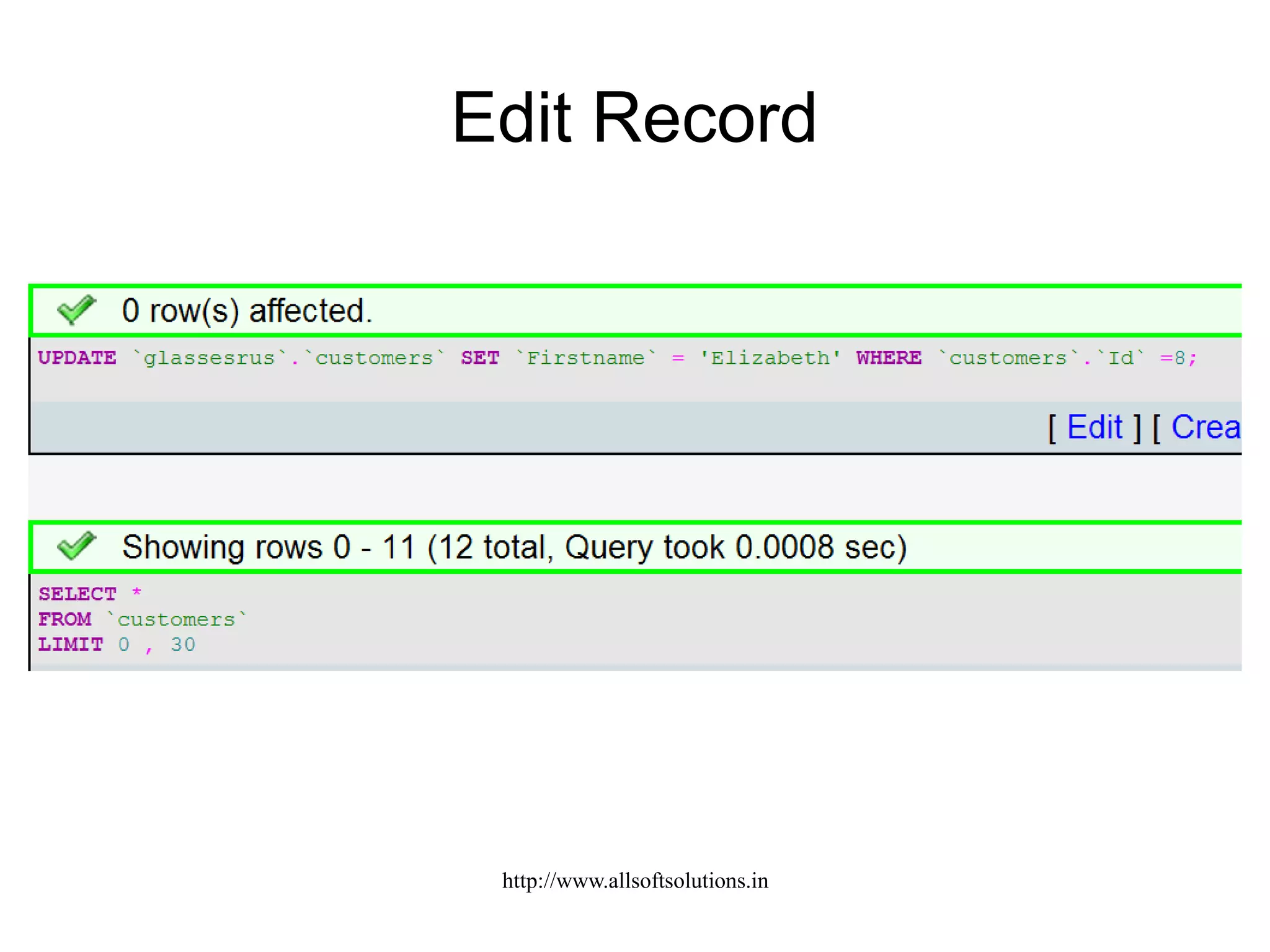 Edit Record
http://www.allsoftsolutions.in
 