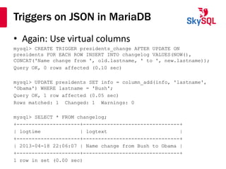 Using JSON with MariaDB and MySQL | PPT