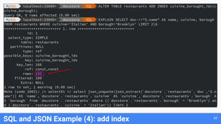 SQL and JSON Example (4): add index 63
 